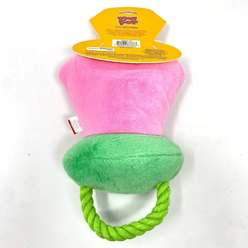 Bazooka Ring Pop Dog Plush Rope Toy Candy Theme Playtime Fetch Tug